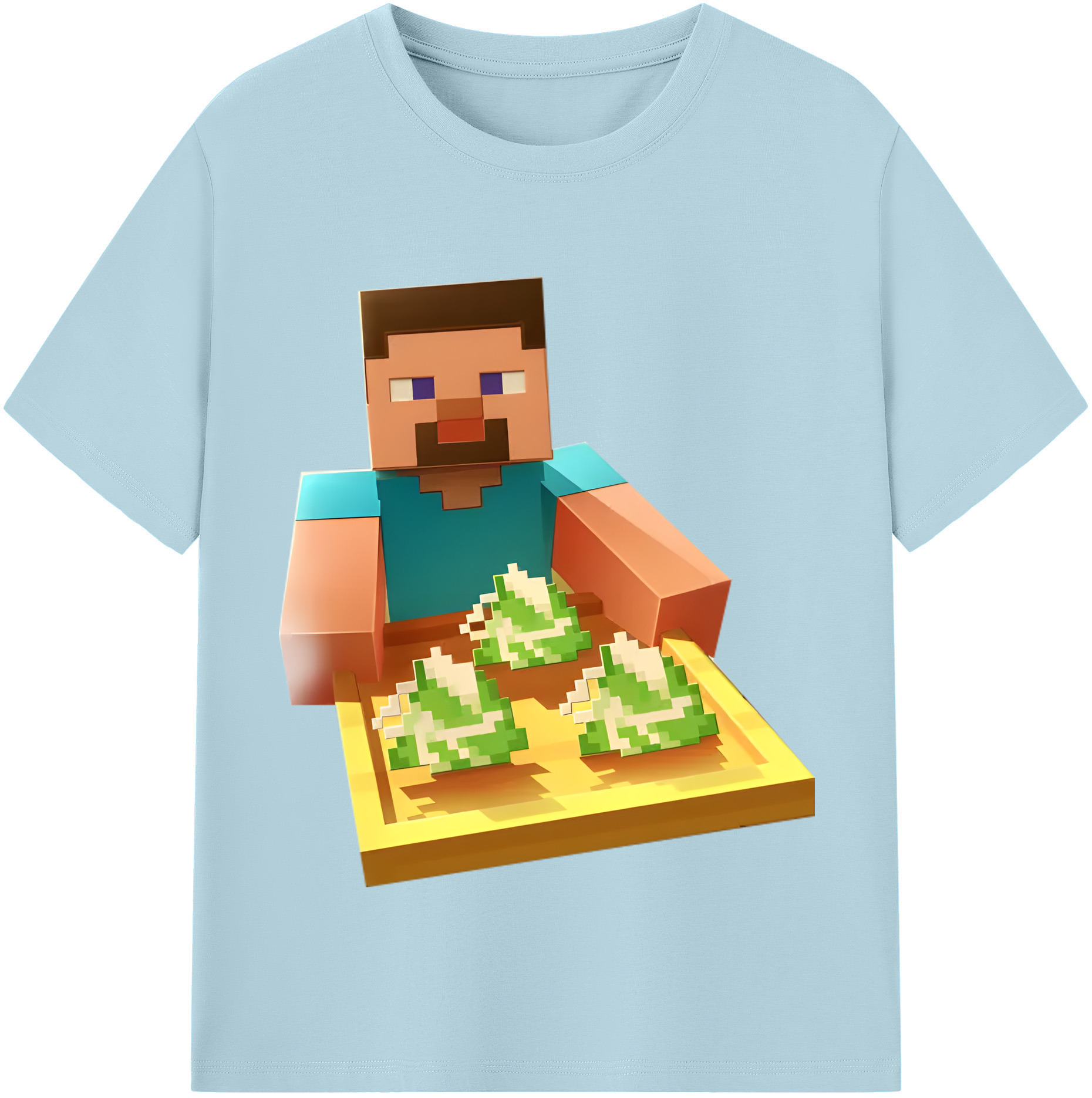 （画像用） マインクラフト ブロックの世界 Minecraft MC Block world 綿100％半袖Tシャツ（フロントプリント）